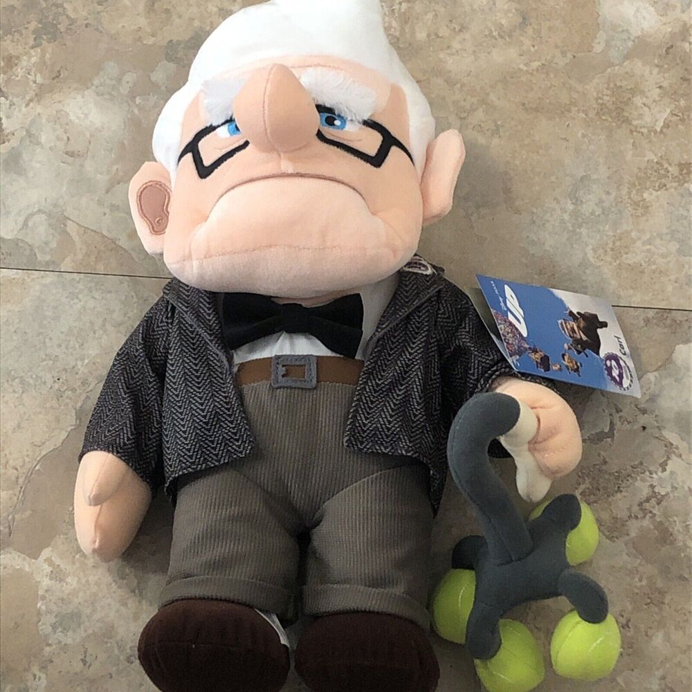 Disney Parks Store Pixar UP Carl Fredericksen 14" Plush Stuffed Animal w/Walker